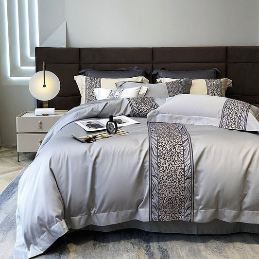 Leopard Grey Duvet Cover Set (Egyptian Cotton)