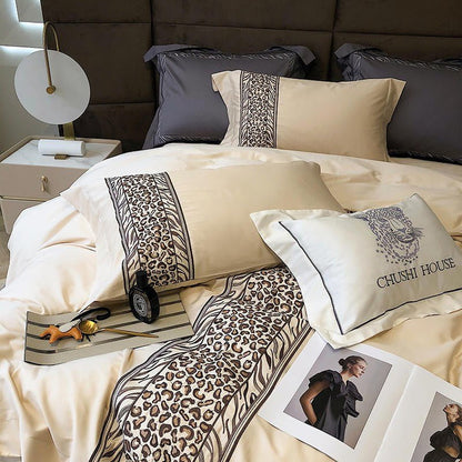 Leopard Grey Duvet Cover Set (Egyptian Cotton)