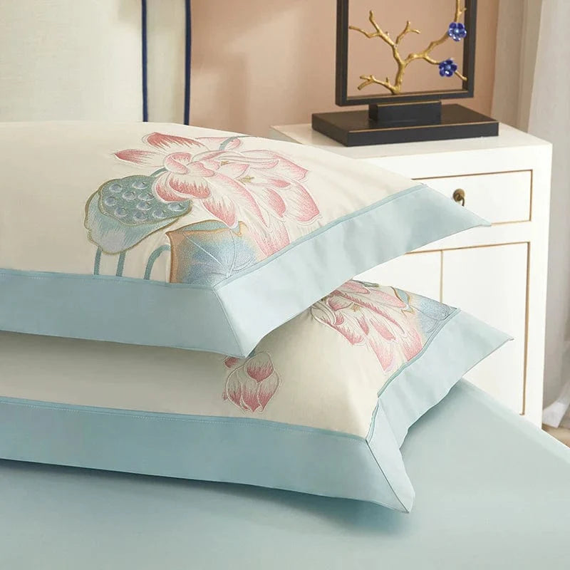 Lotus Blue Duvet Cover Set (Egyptian Cotton)