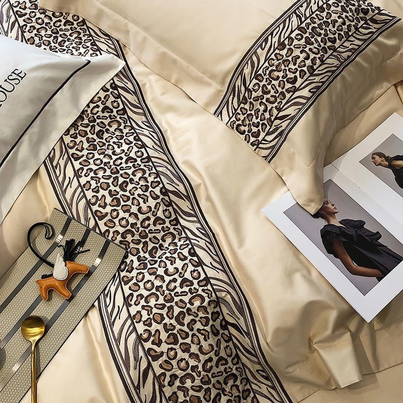 Leopard Grey Duvet Cover Set (Egyptian Cotton)