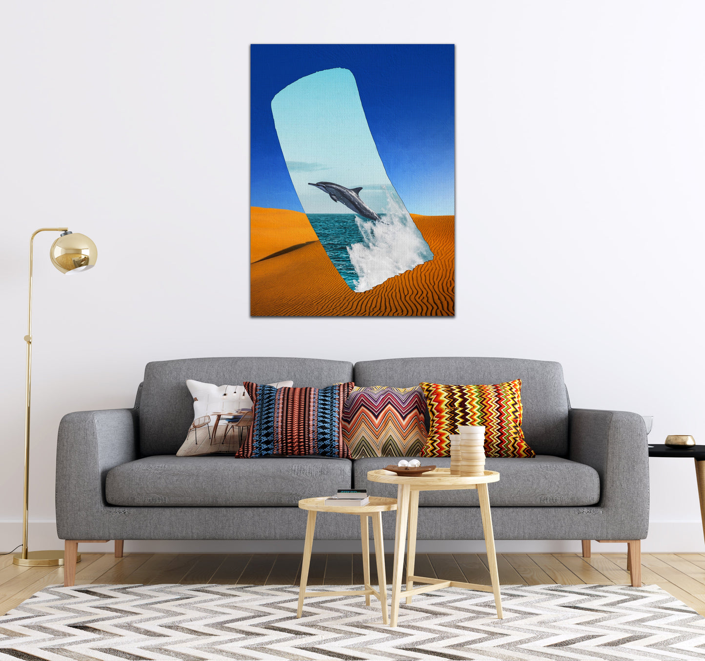 Dolphin in the Dessert Stretched Canvas