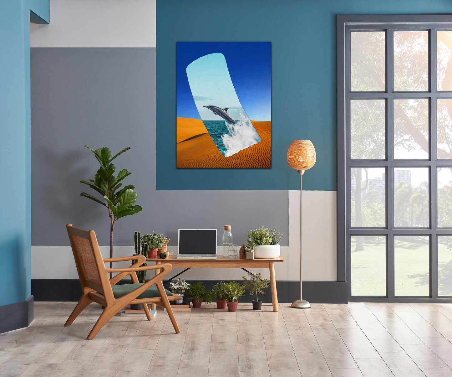 Dolphin in the Dessert Stretched Canvas