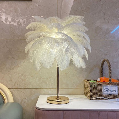 Ostrich Feather Table Lamp