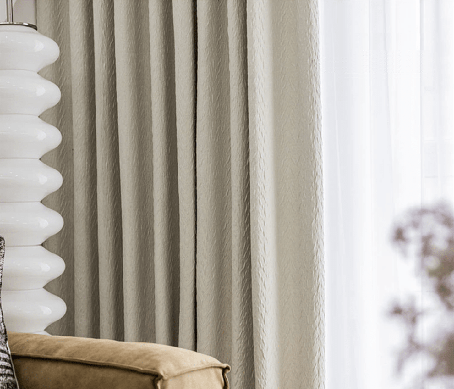 Heavy Textured Cream Drapes