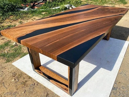 Black Walnut Solid Wooden Slab Epoxy Table