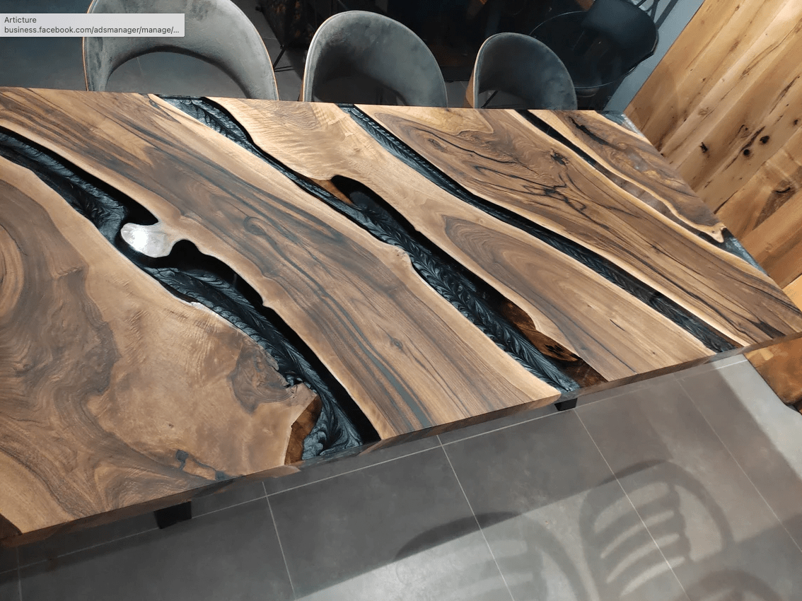 Black Walnut Solid Wooden Multi-Slab Epoxy Table