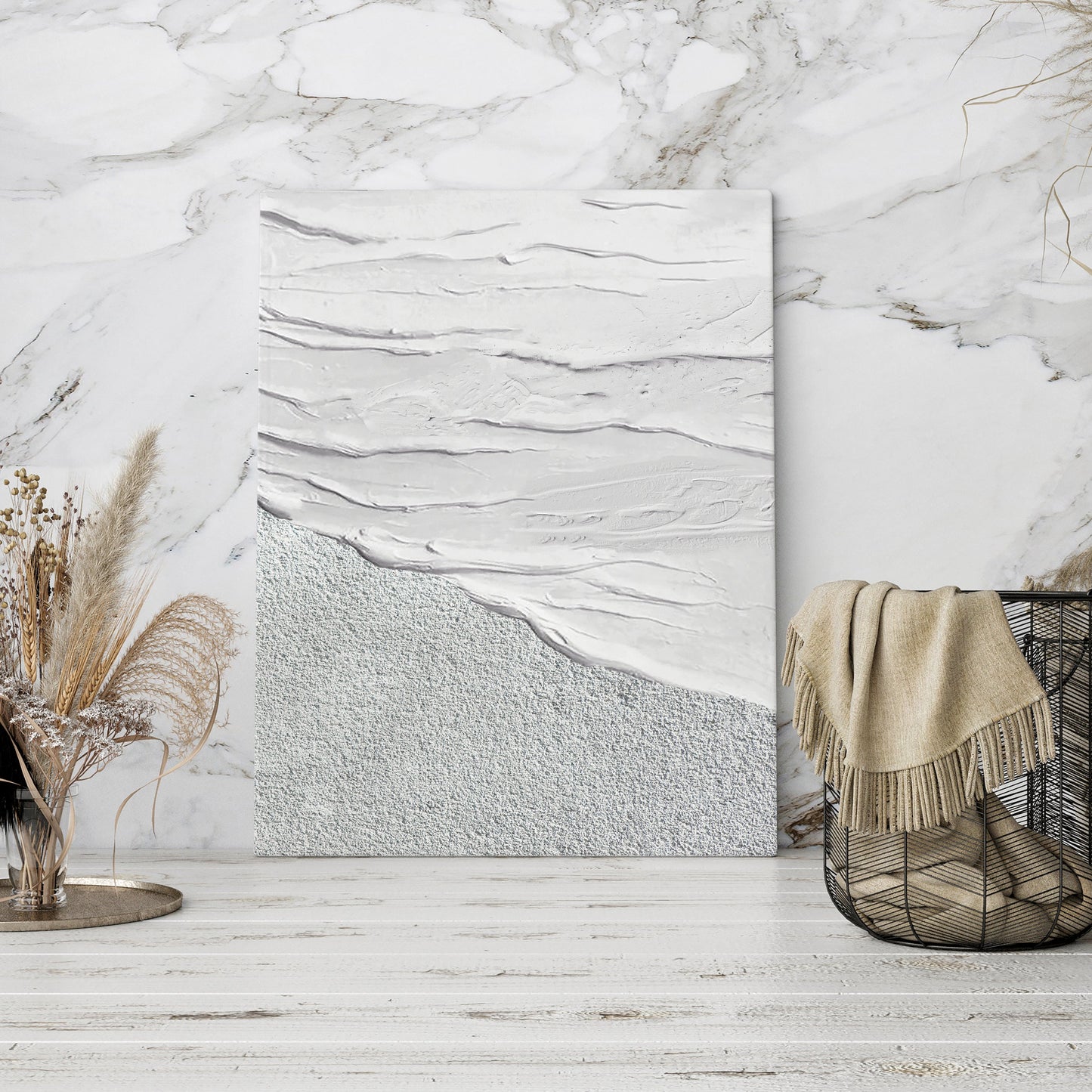Seawaves Painting Textured Minimalist Abstract Wall Art