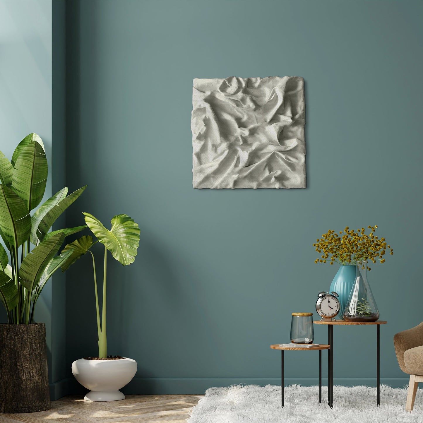 Textured Art Sculpture on Canvas Minimalist Art Beige