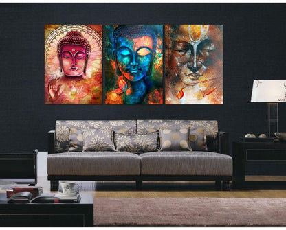 3 ABSTRACT BUDDHA CANVAS