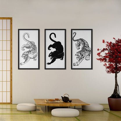 Triple Tiger Triptych Canvas Art