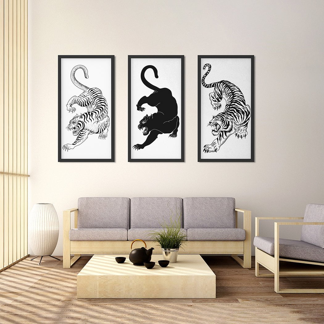 Triple Tiger Triptych Canvas Art