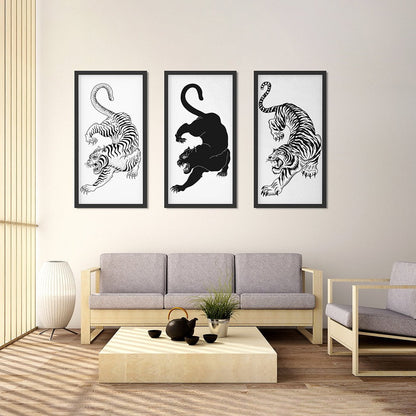 Triple Tiger Triptych Canvas Art