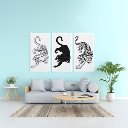 Triple Tiger Triptych Canvas Art