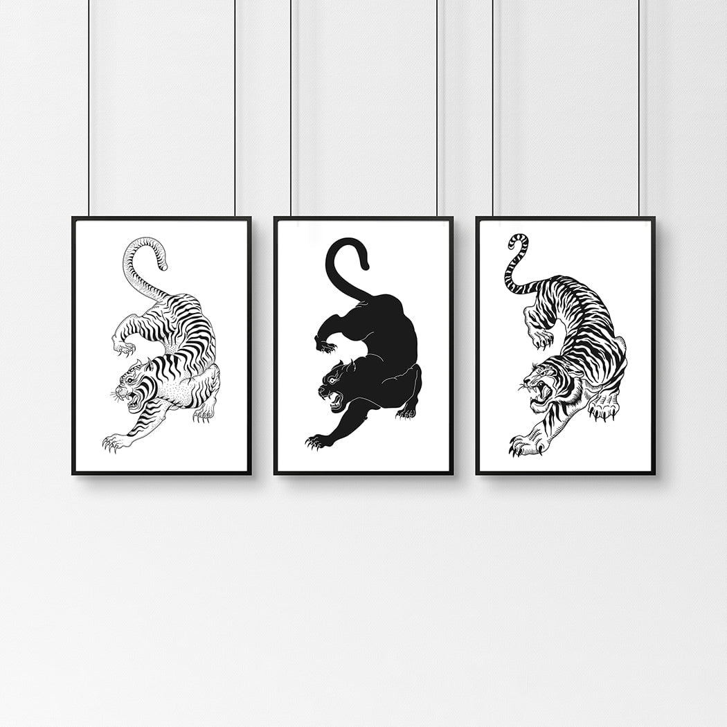 Triple Tiger Triptych Canvas Art