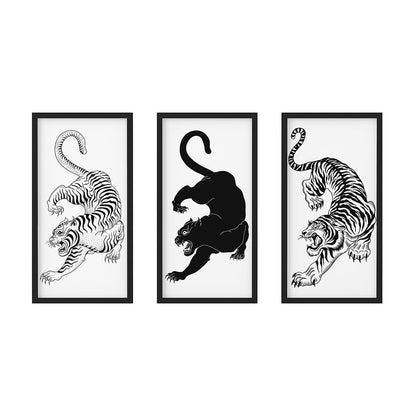 Triple Tiger Triptych Canvas Art