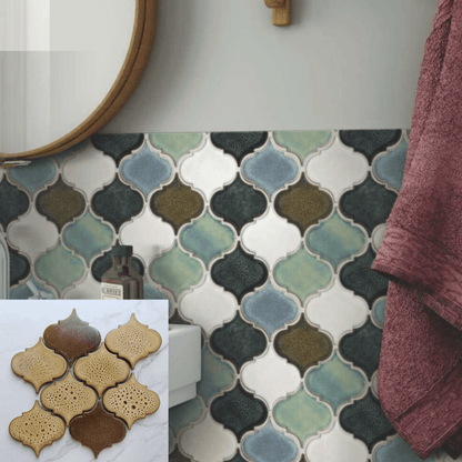 Brown Lantern Pattern Mosaic Tile