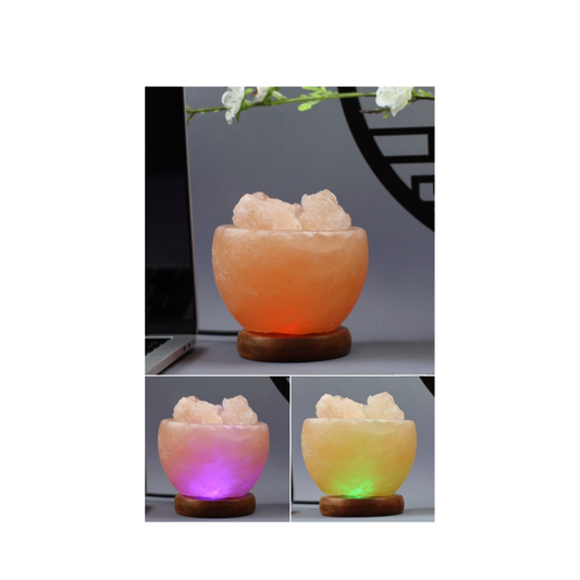 Himalayan Salt Lamp With Wooden Base-Lucky bowl