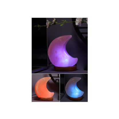 Himalayan Salt Moon Lamp With Wooden Base