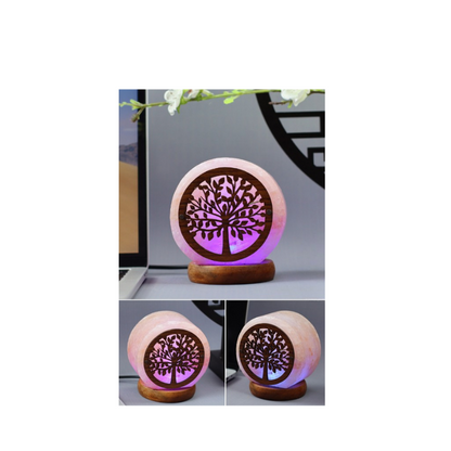 Lucky Tree Himalayan Salt Lamp With Wooden Base