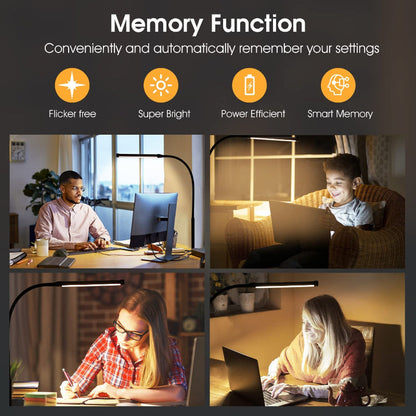 LED Desk Lamp With Lamp, Eye-Caring Clip On Lights For Home Office, 3 Modes 10 Brightness, Long Flexible Gooseneck, Metal, Swing Arm Architect Task Table Lamps With USB Adapter, White