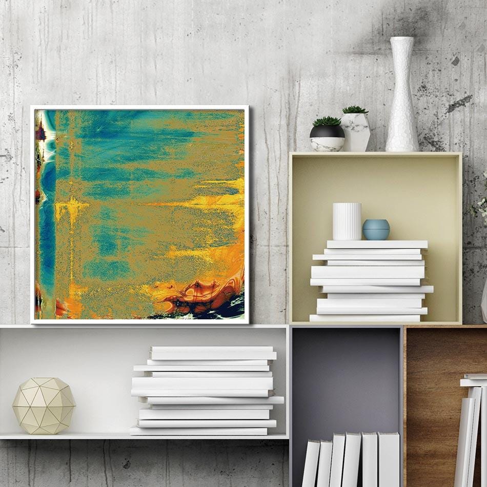 Green Yellow Style Abstract Art Stretched Canvas