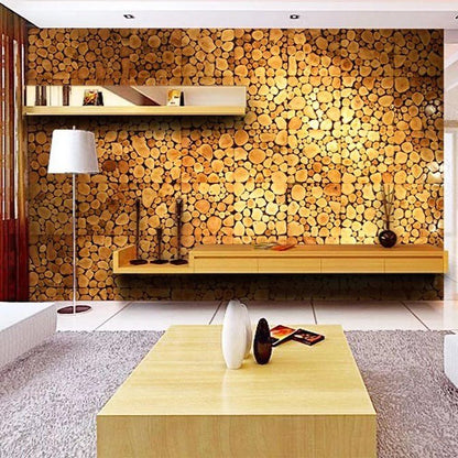 Rimmed Penny Wood Mosaic Wall Panel