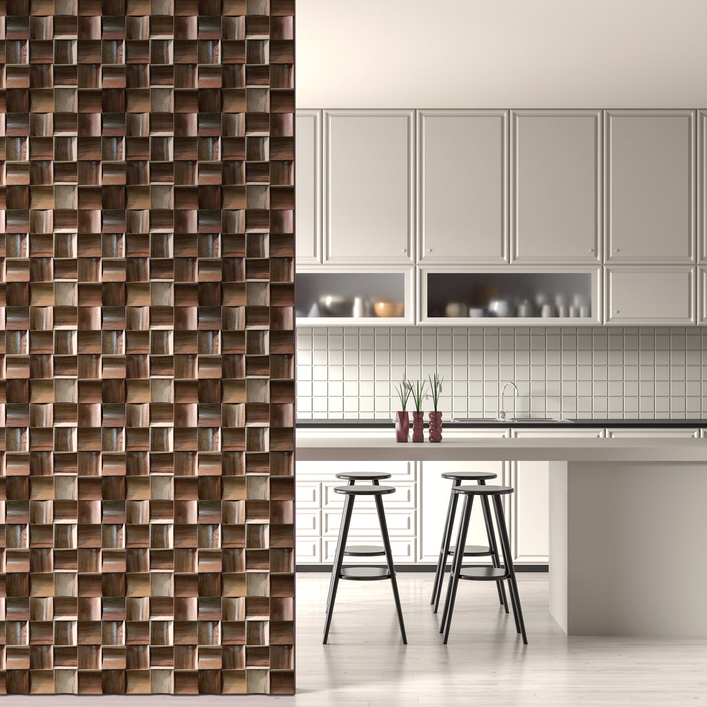 Weave Cube Wood Mosaic Wall Panel