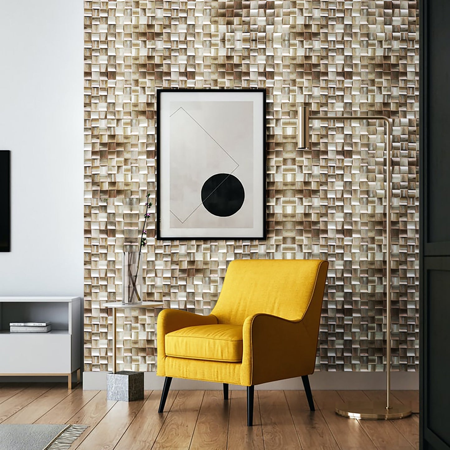 Weave Cube Wood Mosaic Wall Panel