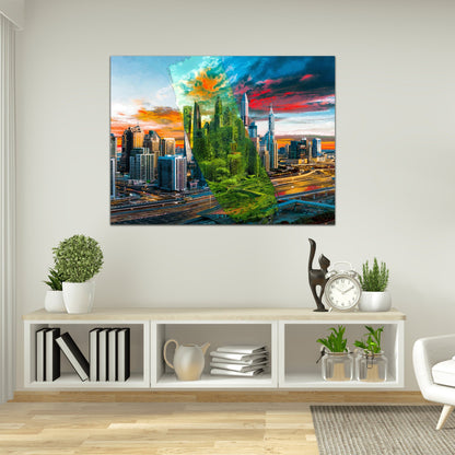 Dubai Skyline Stretched Canvas