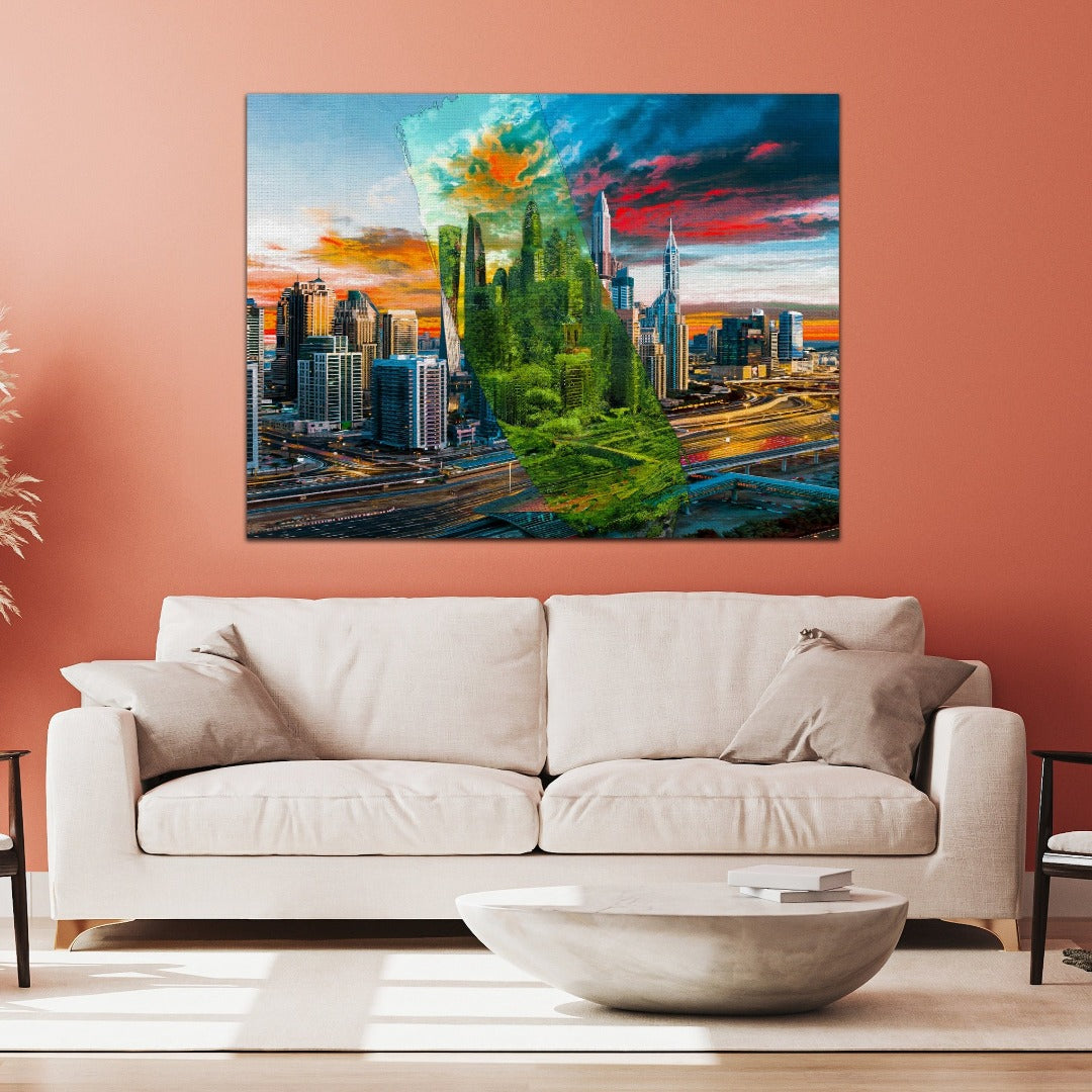 Dubai Skyline Stretched Canvas