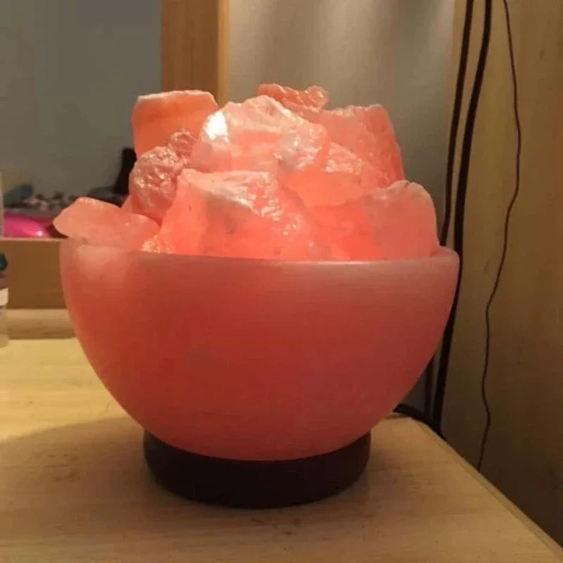 Himalayan Salt Lamp With Wooden Base-Lucky bowl