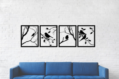 Birds Metal Wall Art (4 Pieces)