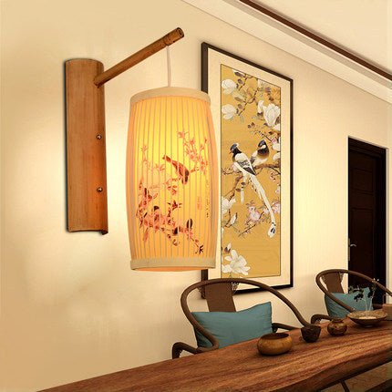 Bamboo Weaving New Chinese Style Bamboo Art Wall Lamp Modern