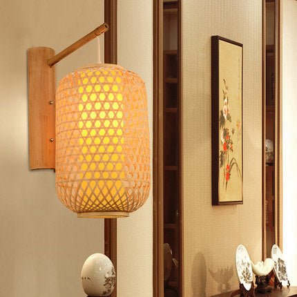 Bamboo Weaving New Chinese Style Bamboo Art Wall Lamp Modern