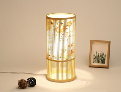 Bamboo Woven Table Lamp LED Adjustable Night Light