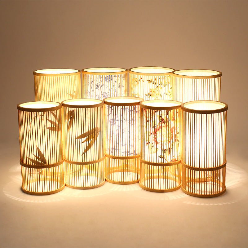 Bamboo Woven Table Lamp LED Adjustable Night Light