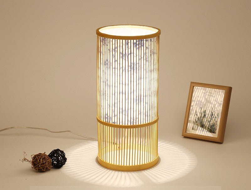 Bamboo Woven Table Lamp LED Adjustable Night Light