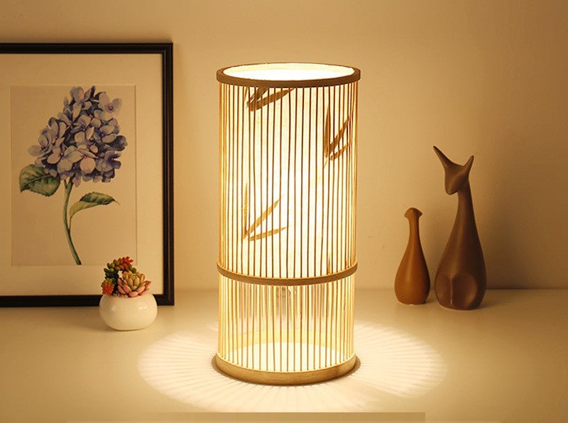 Bamboo Woven Table Lamp LED Adjustable Night Light