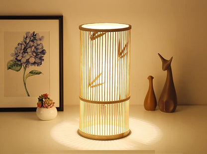 Bamboo Woven Table Lamp LED Adjustable Night Light