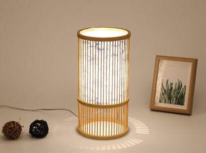 Bamboo Woven Table Lamp LED Adjustable Night Light