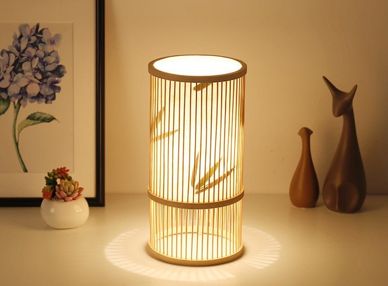 Bamboo Woven Table Lamp LED Adjustable Night Light