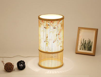 Bamboo Woven Table Lamp LED Adjustable Night Light