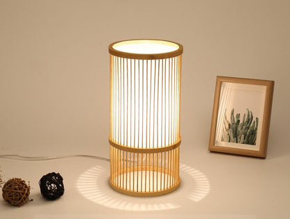 Bamboo Woven Table Lamp LED Adjustable Night Light