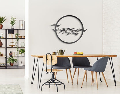 Birds And Moon Metal Wall Art