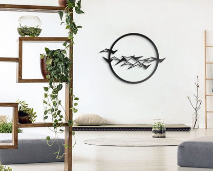 Birds And Moon Metal Wall Art