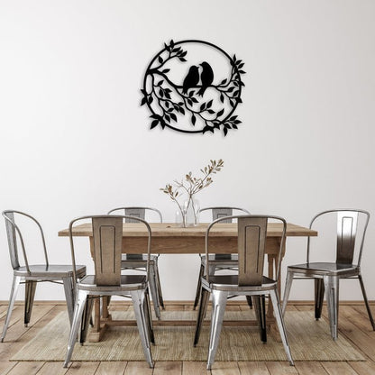 Birds in Leaves Metal Wall Art