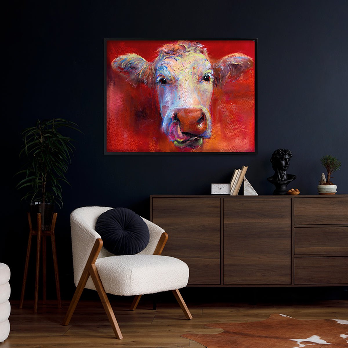 Cow Abstract Art Stretched Canvas