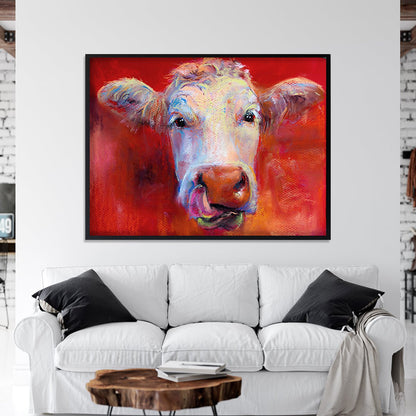 Cow Abstract Art Stretched Canvas