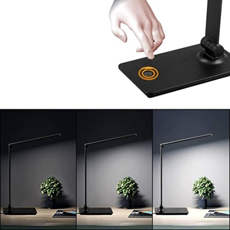 LED Desk Lamp, Touch Control Desk Lamp with 3 Levels Brightness, Dimmable Office Lamp With Adjustable Arm, Foldable Table Desk Lamp For Table Bedroom Bedside Office