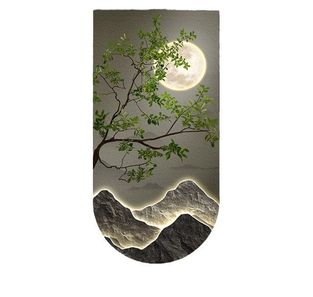 Serene Mountain Trees Art Deco Light